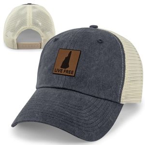Live Free New Hampshire Leather Patch Relaxed Trucker